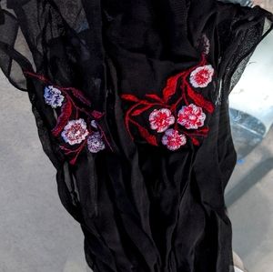 Two thin ruffled scarves